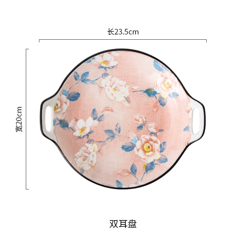 Чаша AiNi Ceramics Camellia — японский стиль, белая фактурная внешняя стенка, внутренняя розовая цветочная отделка, размеры 21.9×19.3×6 см