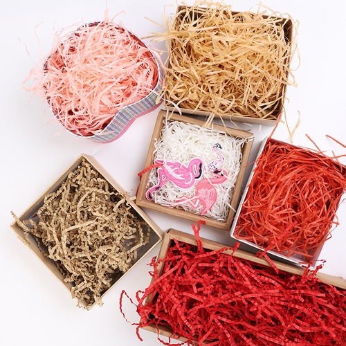 Factory direct sale 30g color raffia conventional raffia paper silk holiday gift box filling decorative shredded paper silk