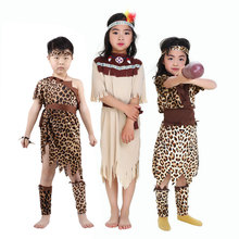 原始人野人服装cosplay 舞会演出儿童万圣节演出装扮头饰项链道具