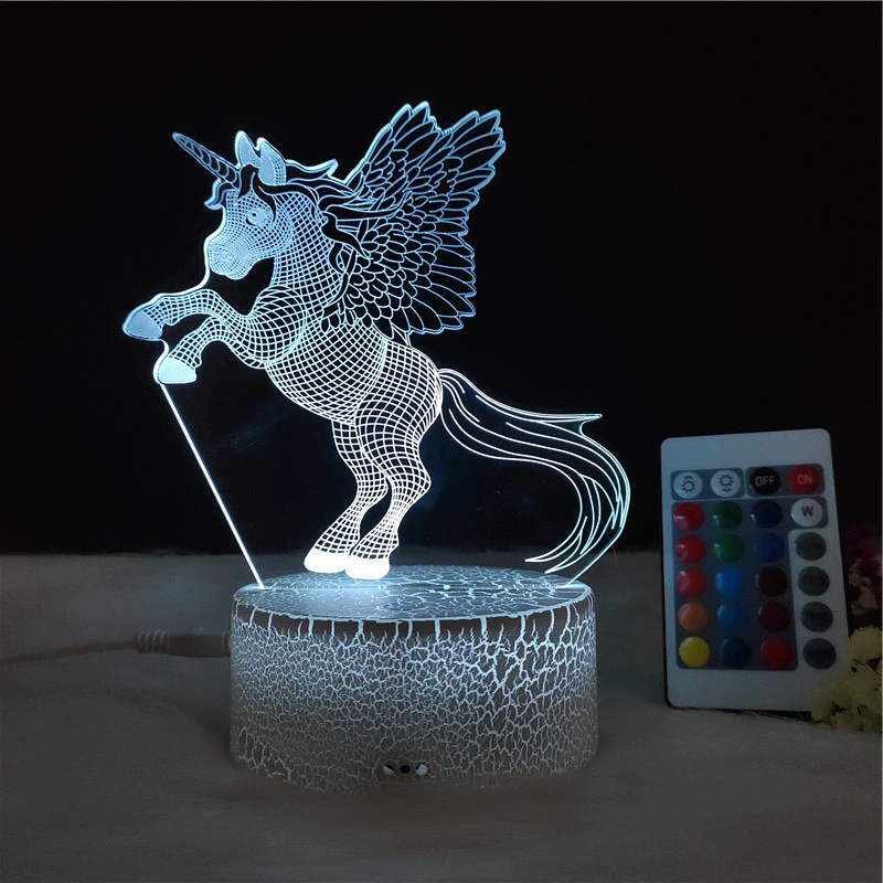 Креативная сенсорная LED акриловая настольная лампа, ночник, креативный подарок, 3D, пульт дистанционного управления