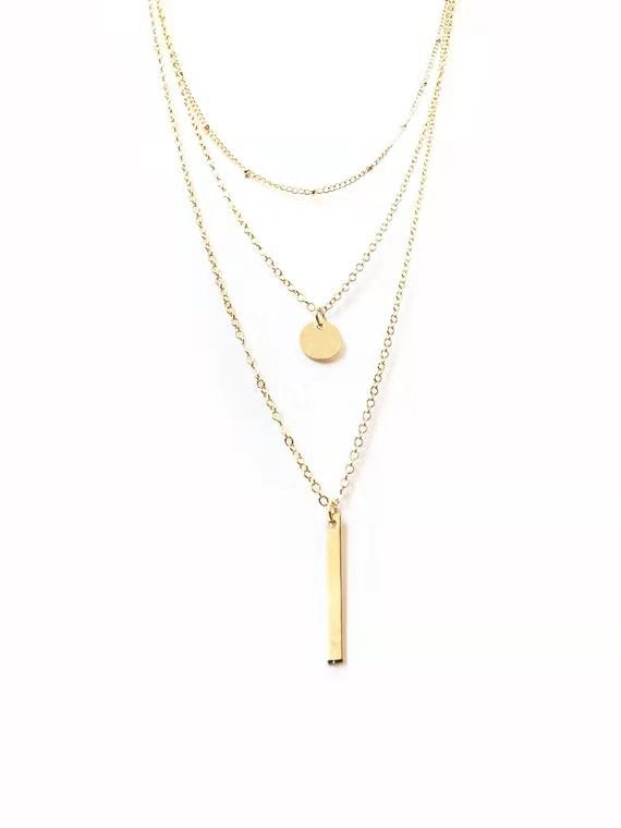 Round Pattern Women'S Gender Plating Design Simple Style Round Alloy Plating Women's Layered Necklaces