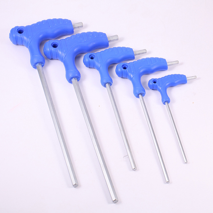 Muleta de inyección monocromática Llave de cabeza plana de flor de ciruelo hexagonal en forma de T Material de acero de vanadio CRV multi-Especificación