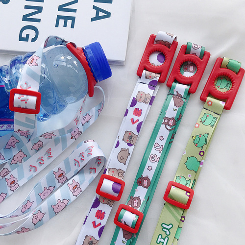Beverage bottle lanyard, adult kettle strap, portable water bottle buckle to hang mineral water, children's long diagonal rope