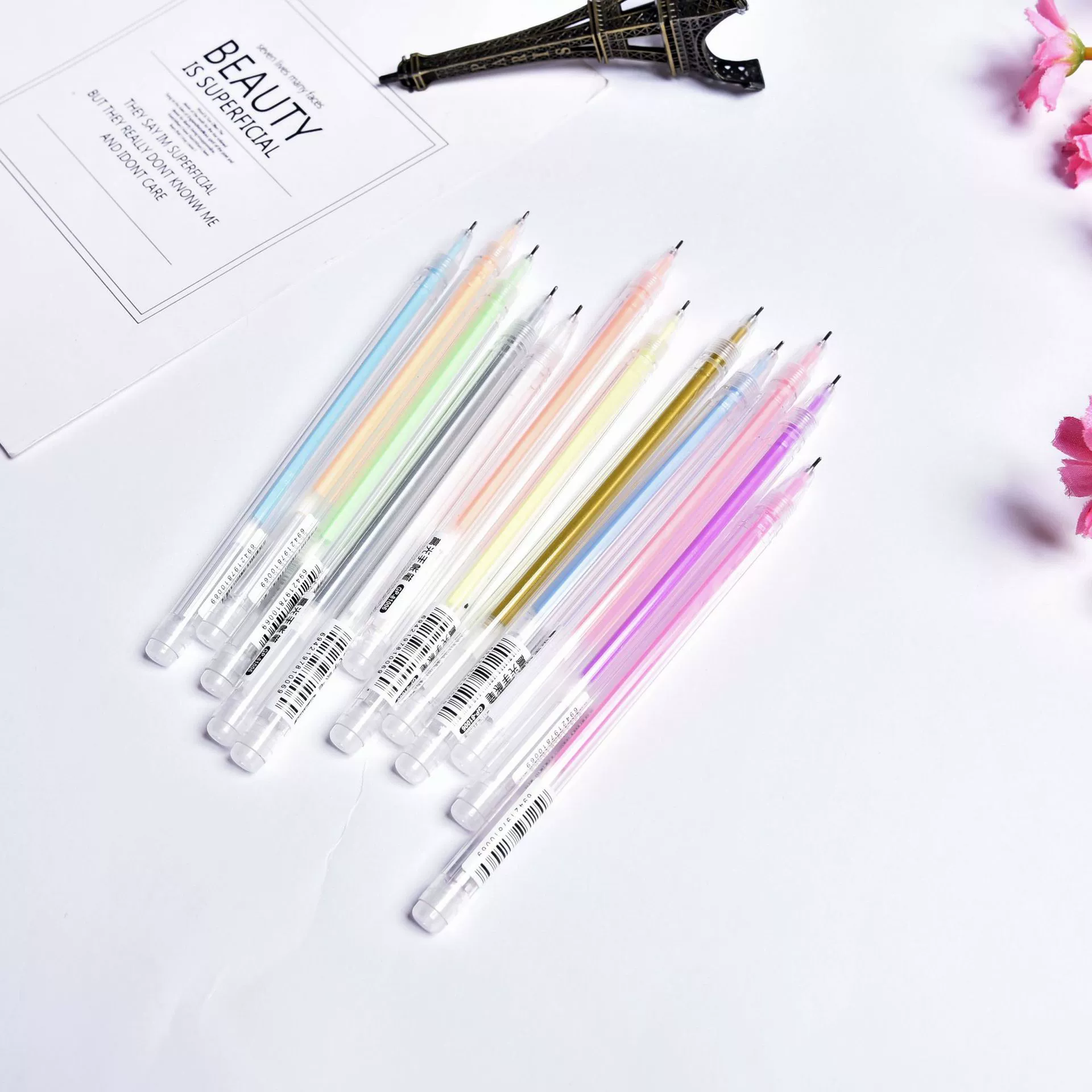 Роллер-колон Highlighter ручка, ручная работа, белый-серебристый, 0.6 мм, детские мультицветные варианты