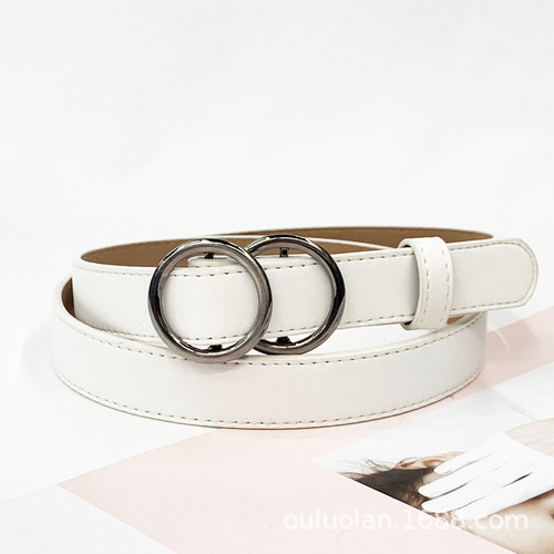 Factory direct sales Korean version women's PU belt simple and versatile punch-free round buckle fashion decorative student pants belt