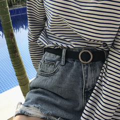 New manufacturer wholesale non-hole round buckle belt for women, simple and versatile student pants belt for women, decorative belt for women