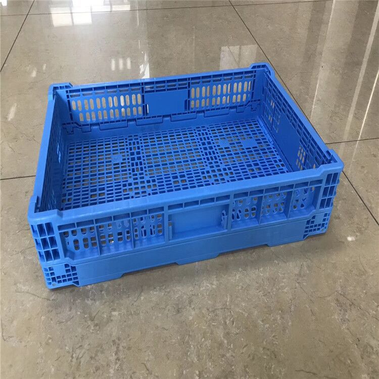 600*400*180蓝色折叠胶框 物料塑料筐 可折叠蓝色加厚胶框 可丝印