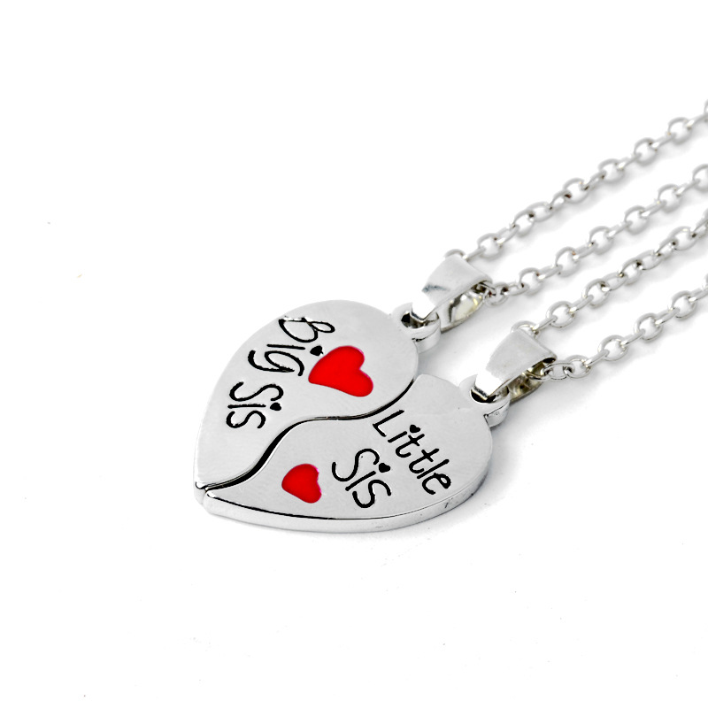 Hot-selling Fashion Good Sisters English Letter Two Petal Love Stitching Necklace Wholesale display picture 3