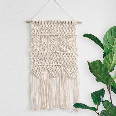 痞艺 手工编织挂毯 波希米亚绳编挂饰 纯棉流苏挂毯