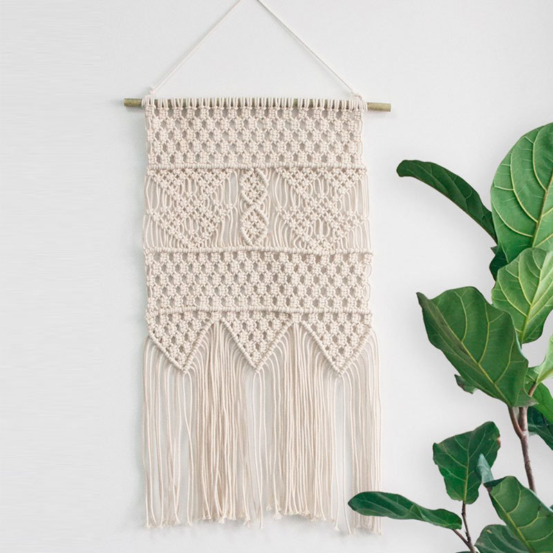 痞艺 手工编织挂毯 波希米亚绳编挂饰 纯棉流苏挂毯