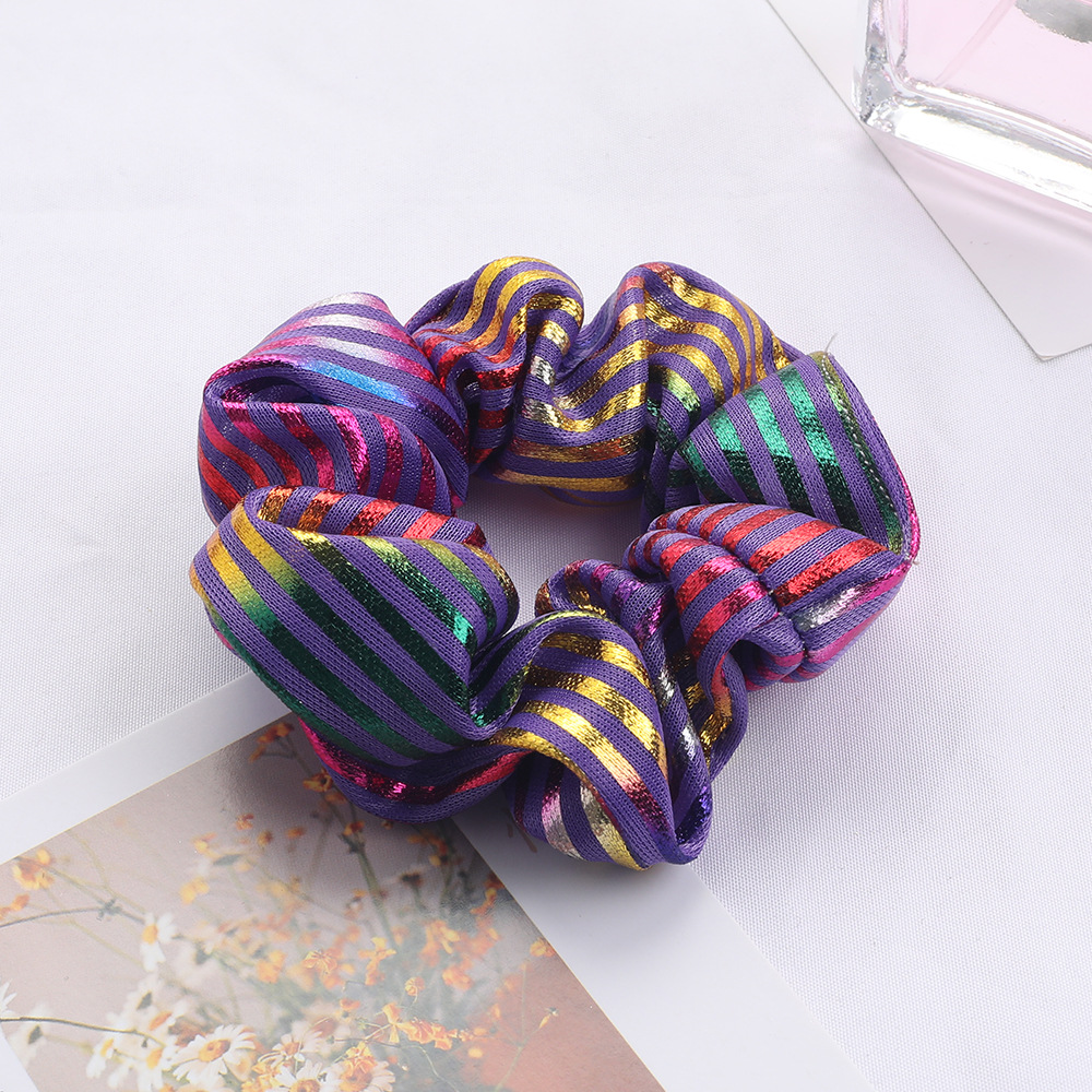 New Fashion Metal Bright Color Radium Bronzing Double Color Cheap Scrunchies Wholesale display picture 46