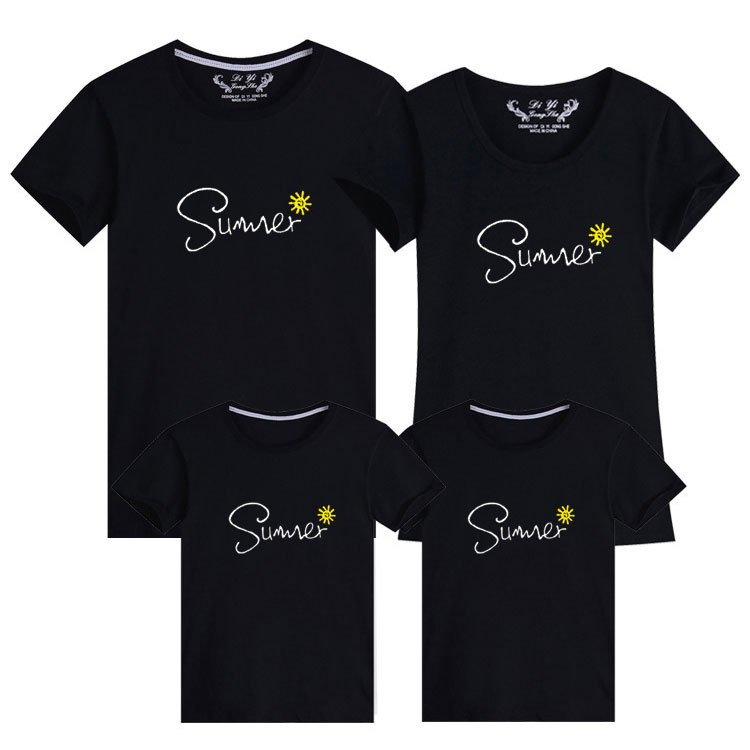Summer 2026 Parent-Child Summer Short-Sleeve T-Shirts, Trendy Cotton, New Plus Size Couple Outfits, Class Uniforms, Dropshipping Available