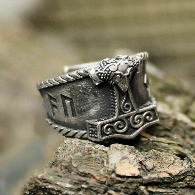 Викинг руна MJOLNIR сплав молот Тора мужское кольцо викингов прямые продажи производителя