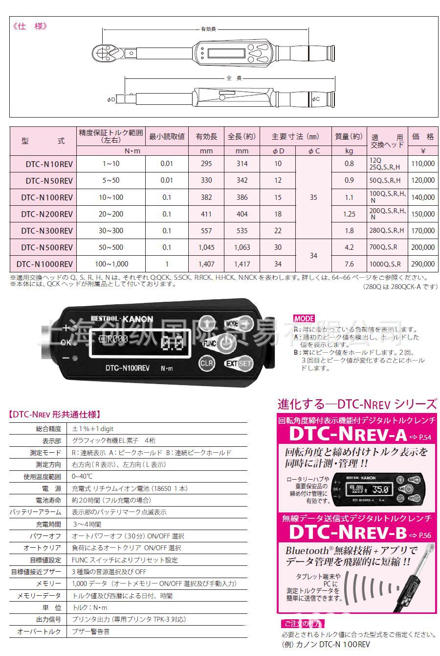 DTC-N50REV  日本中村KANON扭力扳手NAKAMURAKANON 创纵国际
