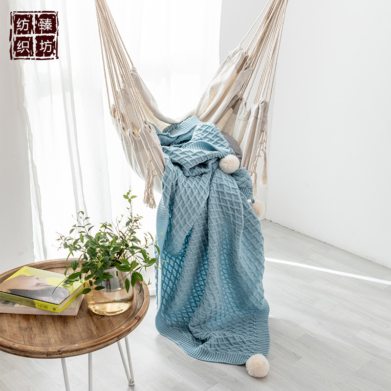 新款立体菱格球球毯北欧ins风办公室空调午休毯沙发盖毯休闲毯
