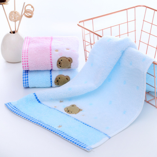 Gold size children's towel soft and absorbent pure cotton untwisted yarn face towel cute bear face towel