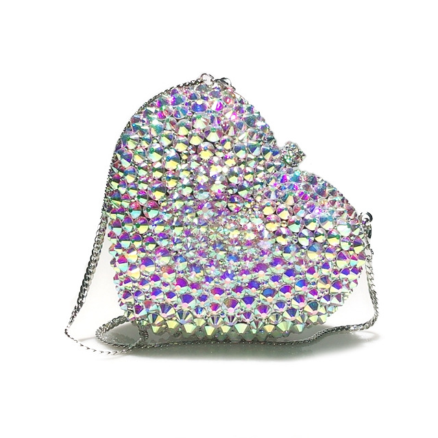 * BL119 amor en forma de corazón bolsas de diamante de cristal bolsas de cena bolsas de mano chaîne de diamantes hechas a mano