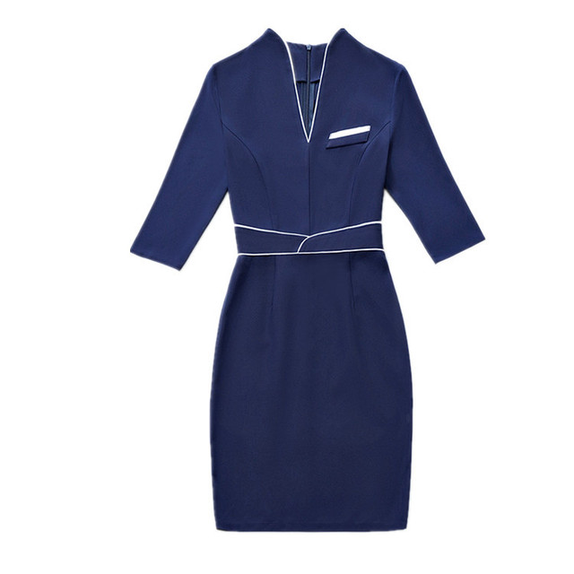 New Summer Fashion V-collar Business Dresses Beauty Workwear