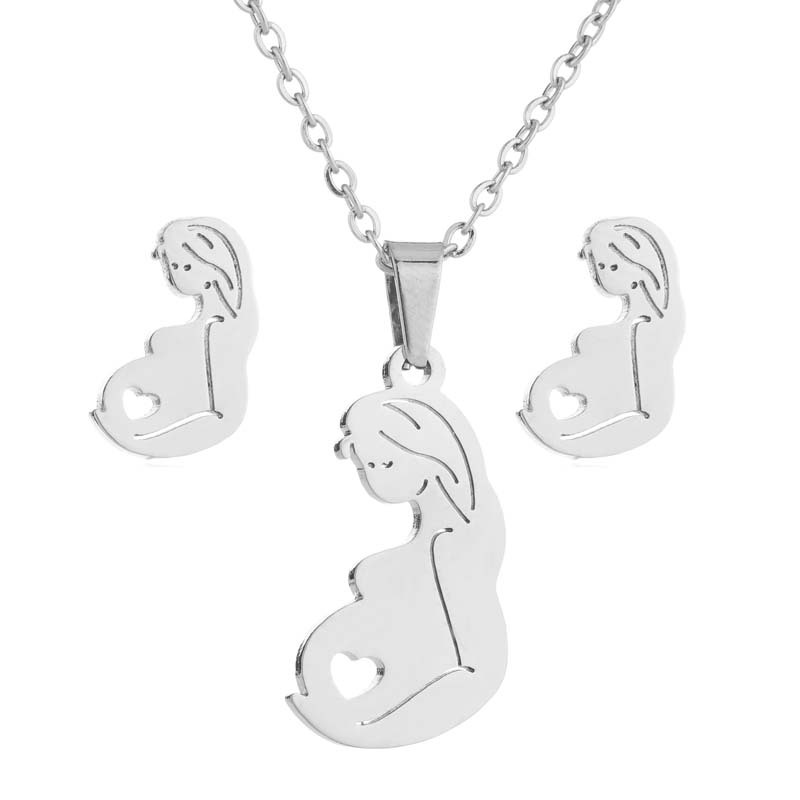 1 Set Quantity Wedding Occasion Wholesale Jewelry Retro Portrait 201 Stainless Steel 18K Gold Plated Plating Ear Studs Necklace