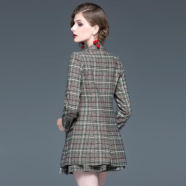 New Leisure Suit Two-piece Lady’s Autumn Chequered Suit