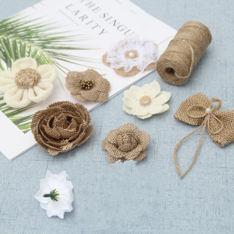 麻布花朵 派对装饰玫瑰花 diy服装辅料花朵鞋花帽花