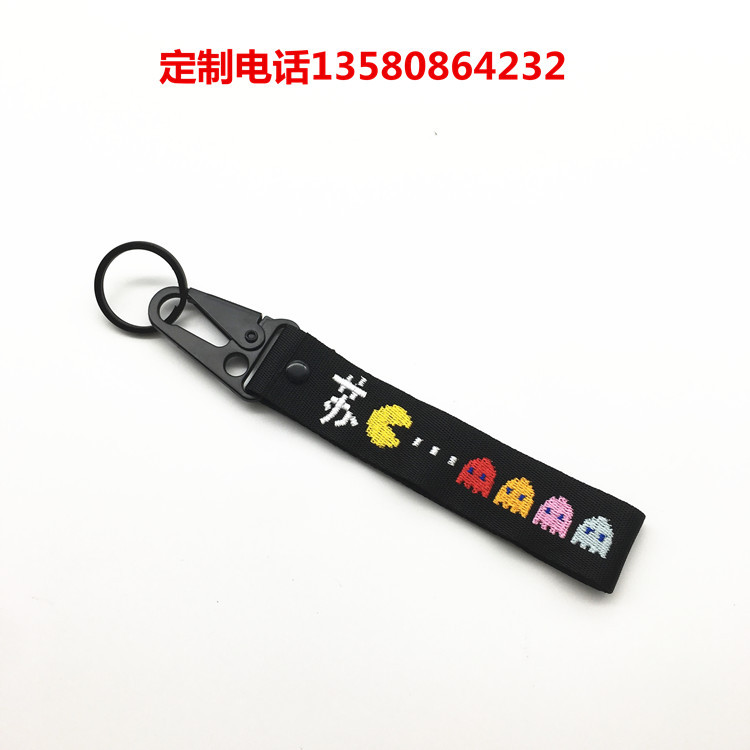 东莞厂家双层绣花logo钥匙扣 锁边布标织唛钥匙扣 刺绣织唛钥匙扣
