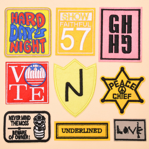 新款简约布贴时尚刺绣徽章标羽绒衣服补贴裤装饰厂家直销小额批发