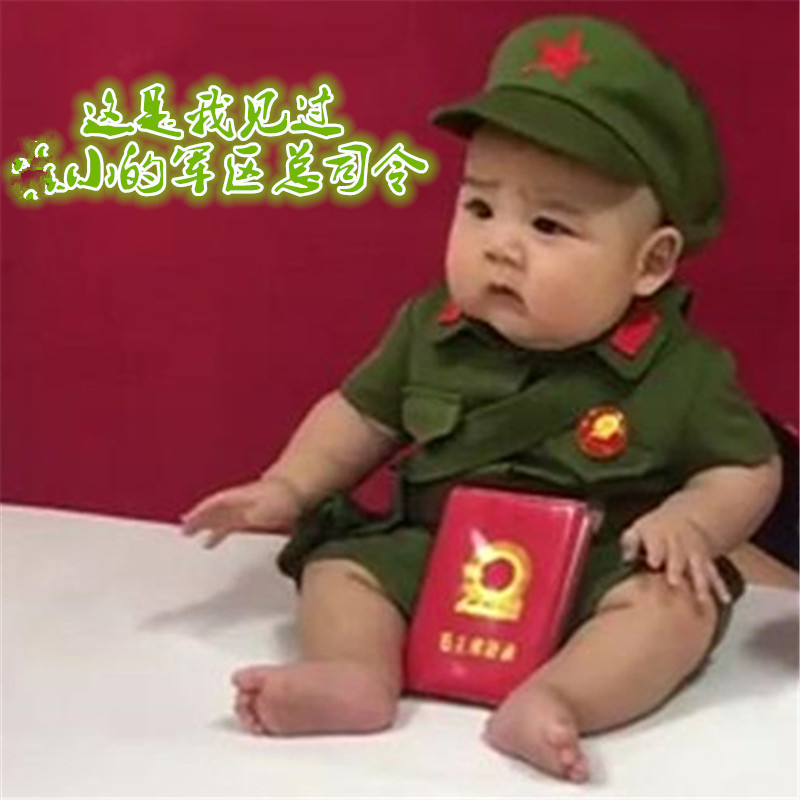 批發影樓兒童攝影服裝百天周歲寶寶軍裝滿月孩子軍服拍照軍人照像