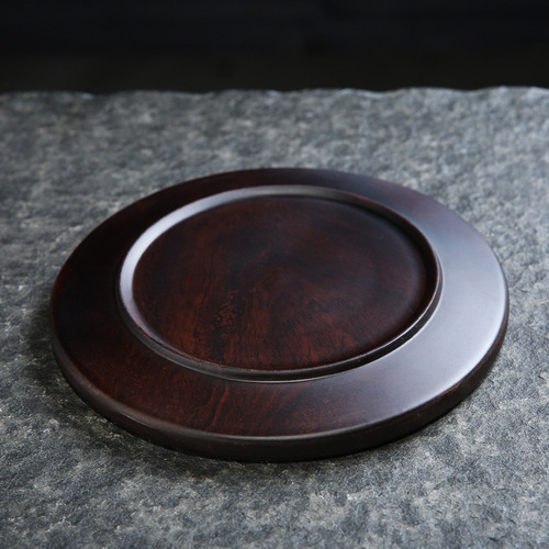 [Factory direct sales] Black sandalwood pot holder whole solid wood dry bubble tray pot holder log round household saucer tea holder