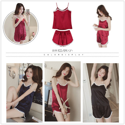 [A good dream]summer sexy pajamas camisole Silk like pajamas lady New products Borneol Home service package