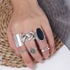 European and American hot -selling new alloy ancient silver hollow geometric diamond -shaped pattern rings Six -piece female manufacturers direct sales