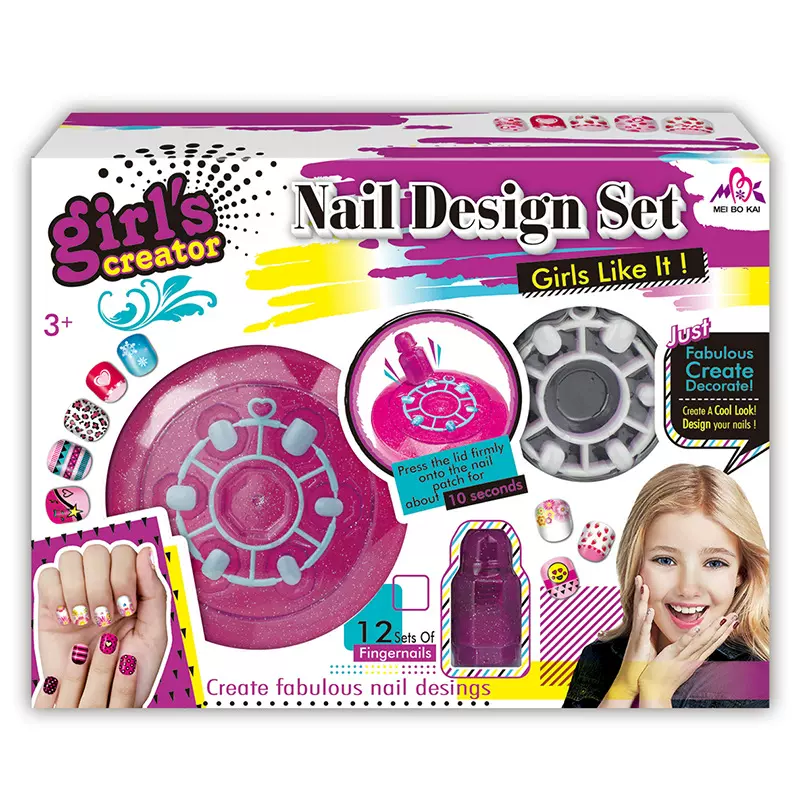 厂家直销 女孩美甲套装 彩妆玩具指甲油 手画图案女孩礼物
