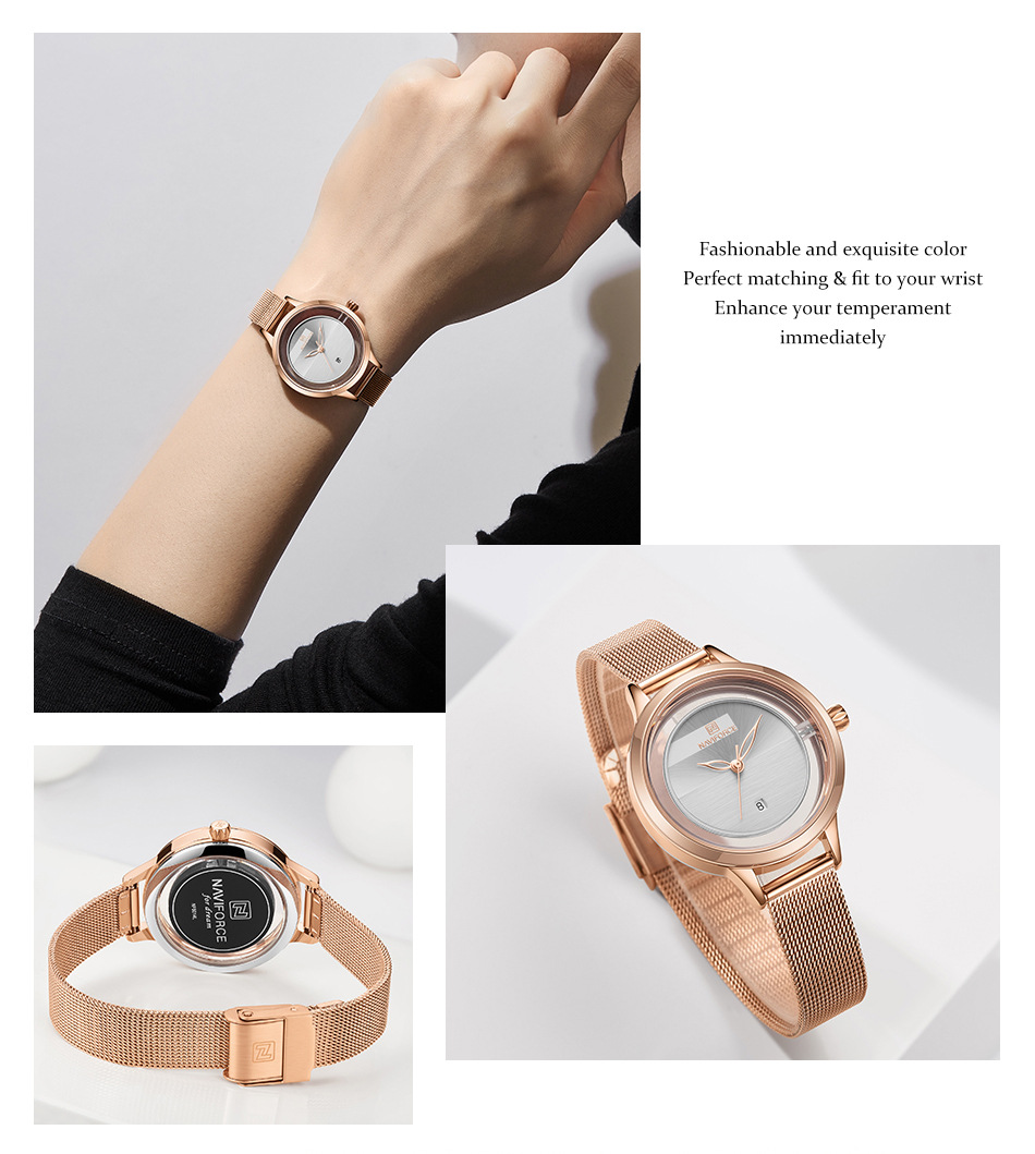 Women's Quartz Watch Mesh Band Calendar Waterproof Fashion Design_voghion.com
