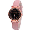 Starry sky, women's watch, fashionable golden quartz swiss watch, belt, Korean style, pink gold