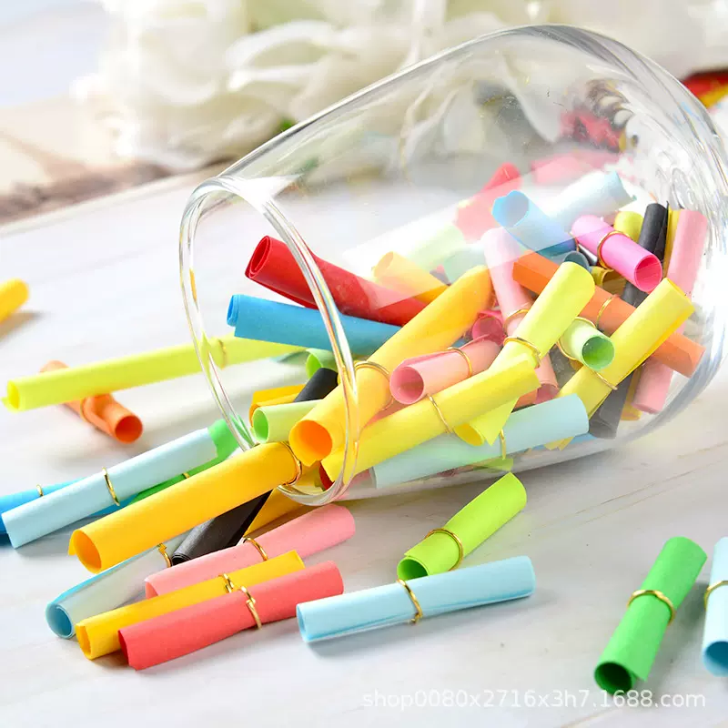 2*6cm彩色小纸卷 条信纸 漂流许愿瓶配件 许愿爱情药丸胶囊正品