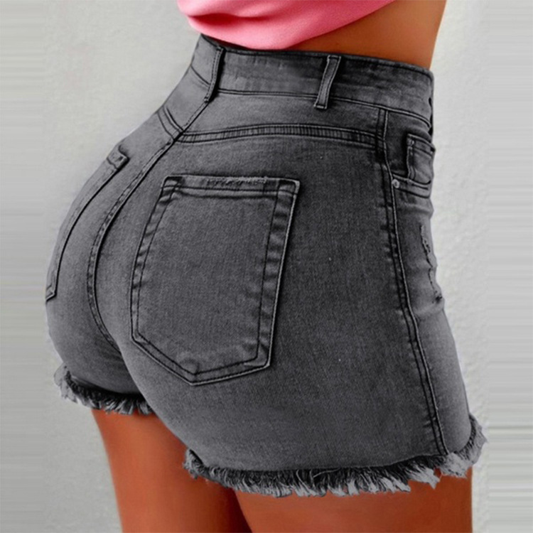 Femmes Du Quotidien Mode Couleur Unie Shorts Lavé Jeans Shorts display picture 2