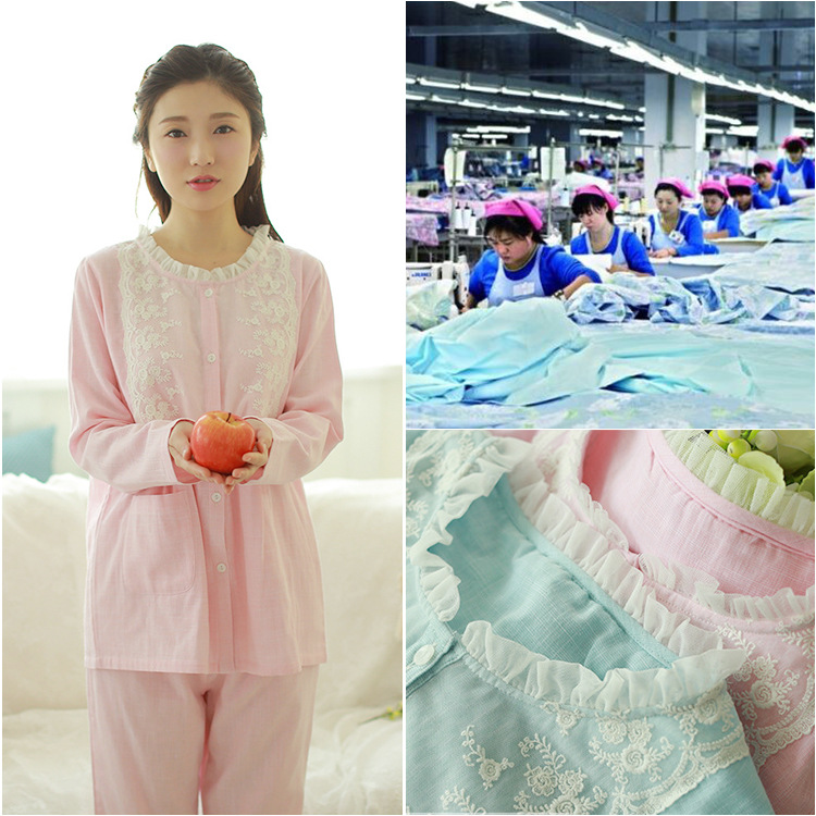 加工定制家居服睡衣贴牌生产双层纱布睡衣家居服制作|ms