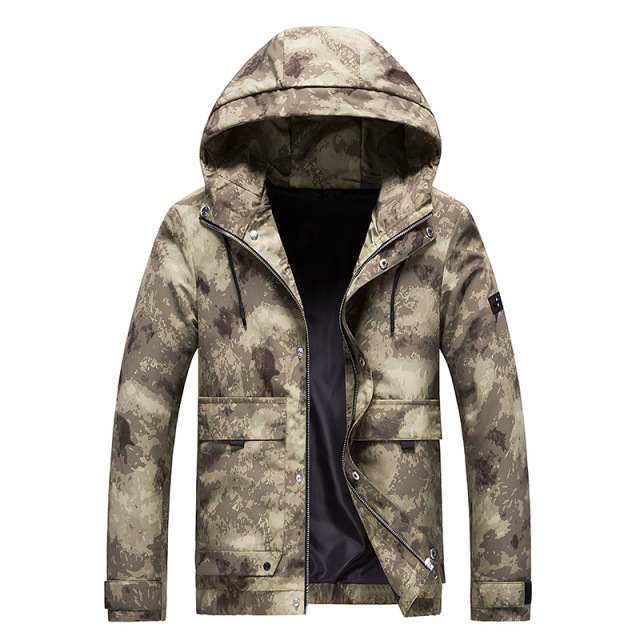 Men’s camouflage hooded slim coat casual versatile jacket for men in spring and Autumn