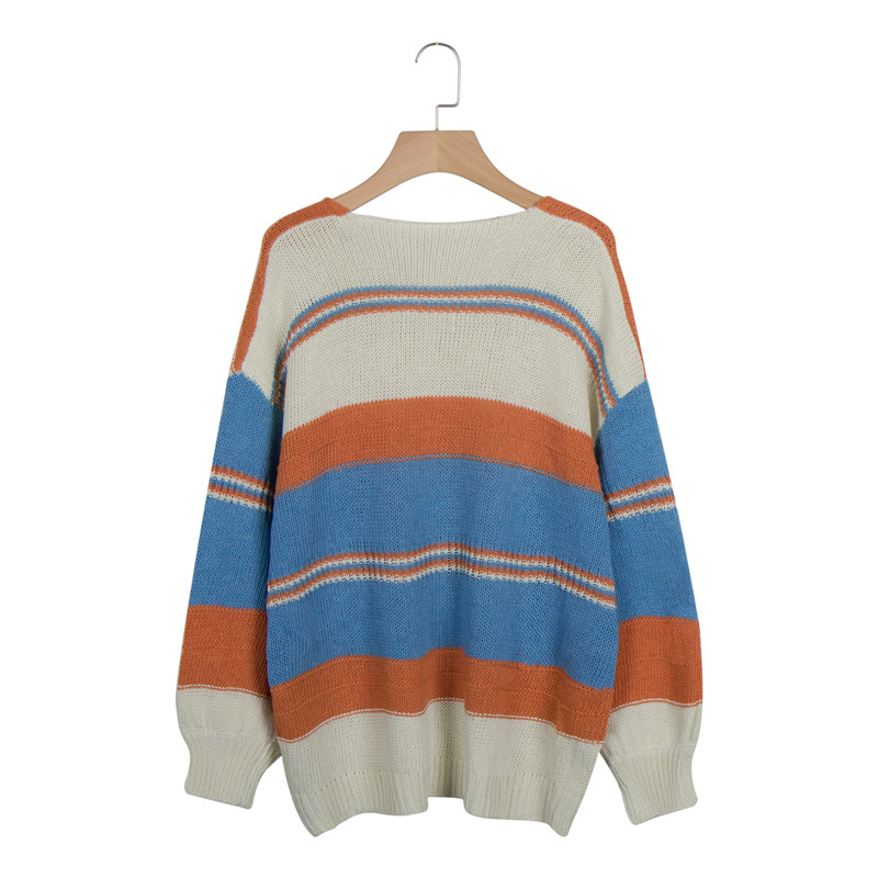 casual loose solid color printed sweater  NSLK11363