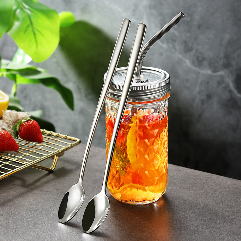不锈钢长柄勺子长柄咖啡冰饮搅拌勺创意餐具长把冰勺长汤勺|ms