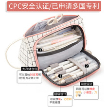 安蔻 韩版简约糖果色学生帆布大容量笔袋 pencil case 女生化妆包