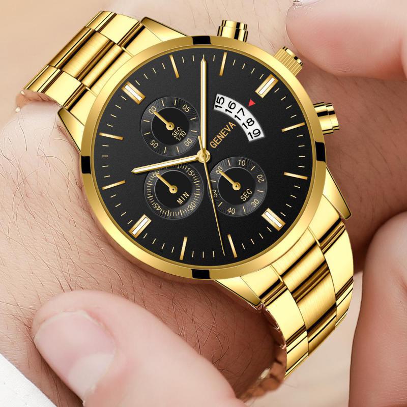 fashion simple stainless steel Three-Eye Calendar Quartz Watch