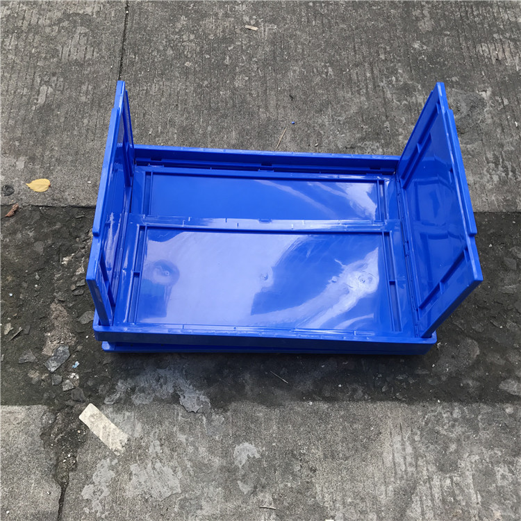 供应可省空间四分之三的塑胶周转箱 可拆式蓝色周转箱