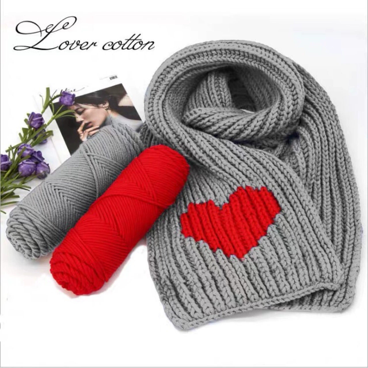 Handmade yarn kit, soft plush skeins with bamboo needle 6 mm, mixed colors and tutorial options