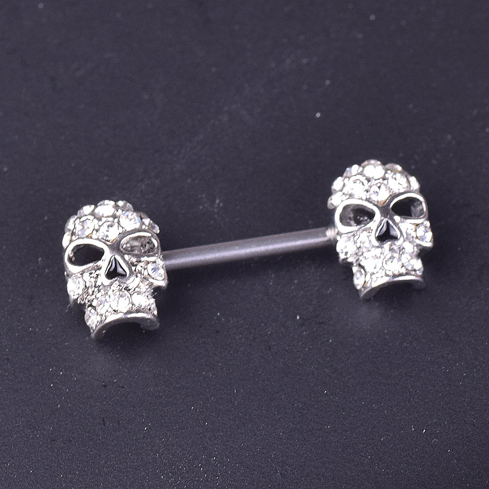 New Jewelry Diamond Skull Nipple Ring Jewelry display picture 5