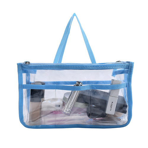 Portable waterproof multifunctional toiletry storage bag double zipper organizer bag bag in bag transparent EVA cosmetic bag