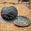 Ecological medal, metal copper coins, shark, gore relief, custom made