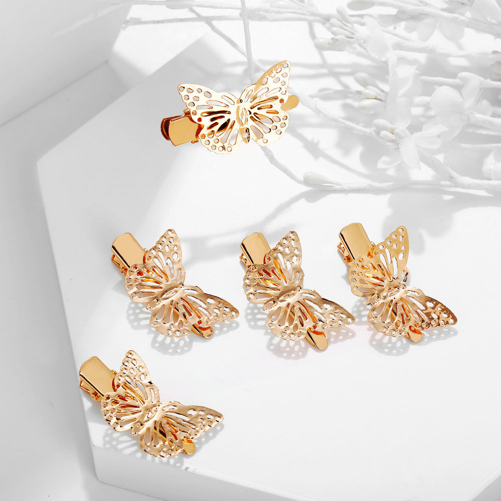 Europäische Und Amerikanische Grenz Überschreitende Mode Retro Hohle Goldene Schmetterlings Haars Pange Kreative Einfache Seiten Clip Weibliche Aoso Gleiche Haarnadel display picture 7