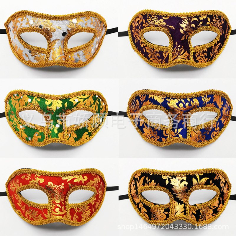 圣诞节面具爵士面具 绒布包布面具平头男士蕾丝面具节日用品批发