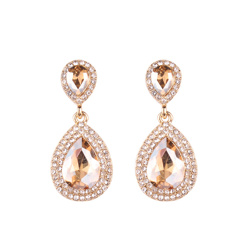1 Pair Quantity 1 Pair Elegant Water Droplets Alloy Inlay Artificial Gemstones Women's Drop Earrings